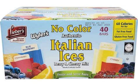Wyler S Authentic Italian Ice Fat Free Freezer Bars Oz Pack For
