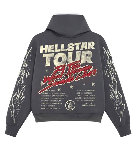 Hellstar Studios Records Tour Hoodie Faded Black Restock Ar