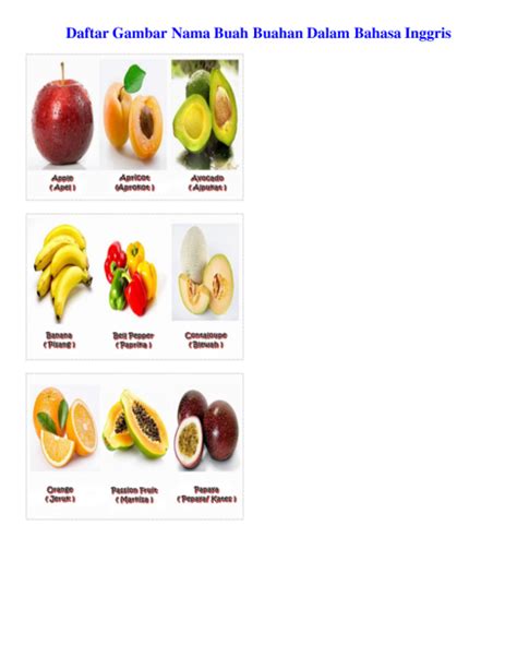 Doc Daftar Gambar Nama Buah Buahan Dalam Bahasa Inggris Emie