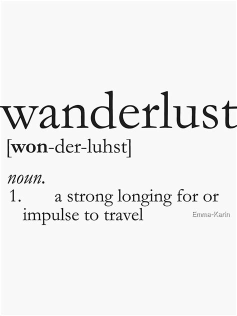 The Definition Of Wanderlust Sticker For Sale By Emma Karin Redbubble