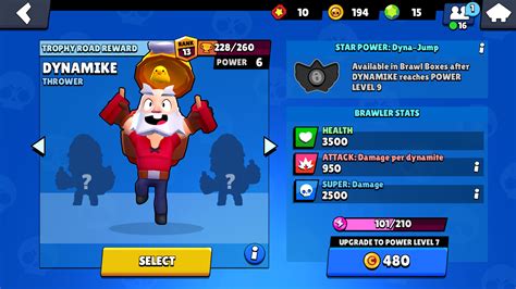 Star powerdynamike can ride the blast wave of his explosives to jump over obstacles. Dynamike has a bird under his hat : Brawlstars