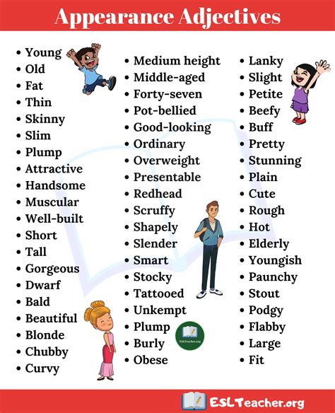 Useful Appearance Adjectives To Describe People In English Love