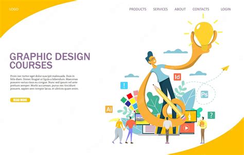 Premium Vector Graphic Design Courses Vector Website Landing Page
