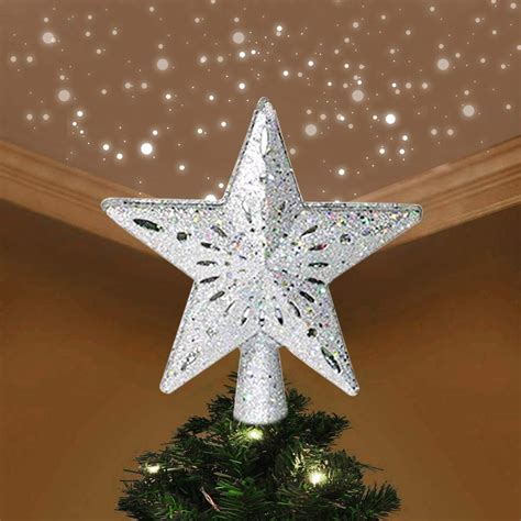 Hinmay Lighted Christmas Tree Topper Hollow Out Sparkling Glitter Star