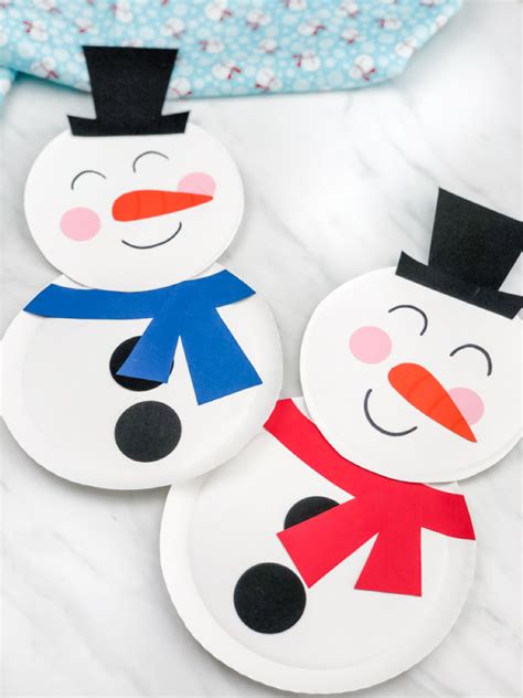Snowman Paper Plate Craft For Kids Free Template Paper Plate Crafts