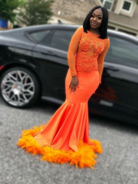 Pin By Me Kay Luh On թɾօʍ⭐️ Orange Prom Dresses Prom Dress With