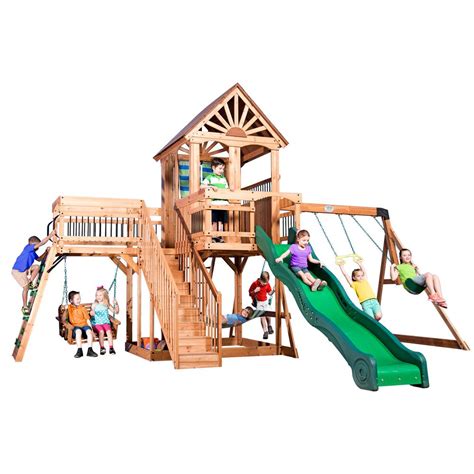 We reviewed dozens of backyard swing sets to identify the best of the best. Backyard Discovery Caribbean All Cedar Playset-1606029com ...