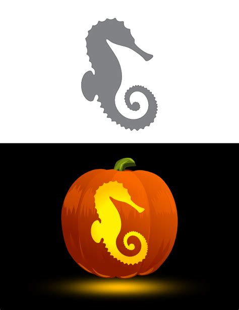 Printable Seahorse Pumpkin Stencil