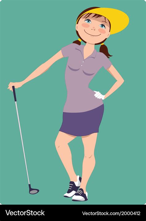 Cute Cartoon Golfer Girl Royalty Free Vector Image
