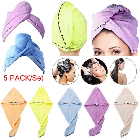 Pack Microfiber Hair Turban Wrap Quick Fast Drying Towel Hair Cap