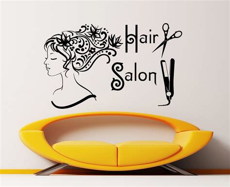 Wall Decals Beauty Salon Hair Salon Fashion Girl Woman Haircut Scissors