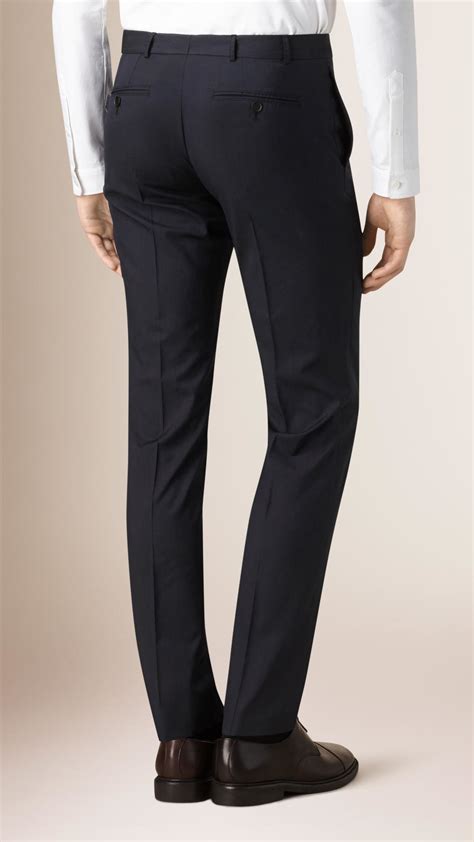 Lyst Burberry Slim Fit Wool Silk Trousers In Black For Men