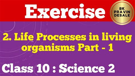 Life Processes In Living Organisms Part 1 Exercise Class 10 Science 2