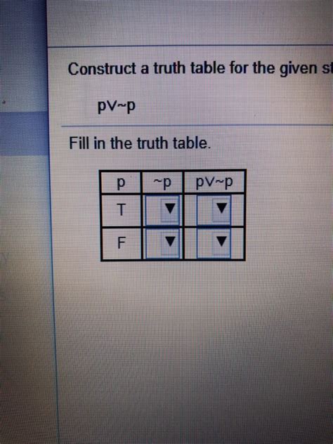 Solved Construct A Truth Table For The Given St Pvp Fill In