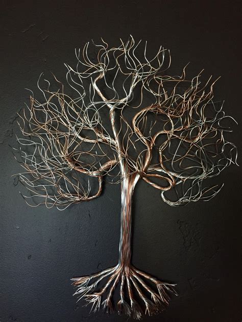 Modern Minimalist Driftwood Wire Tree Sculpture Nature Art Whimiscal