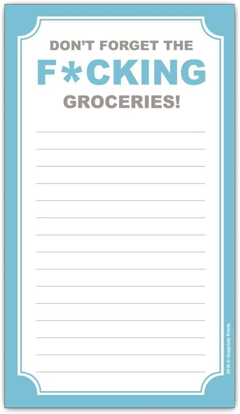Guajolote Prints Funny Magnetic Grocery List Dont Forget
