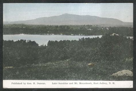 Lake Sunshine Mount Monadnock East Jaffrey Nh Postcard 1920s