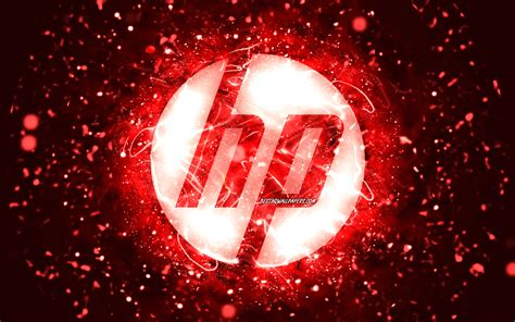 Download Wallpapers Hp Red Logo 4k Red Neon Lights Creative Hewlett