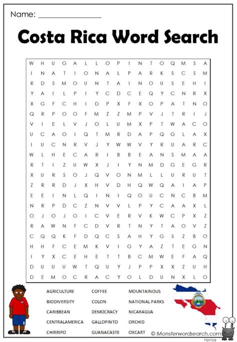 Costa Rica Word Search Monster Word Search British Slang Words