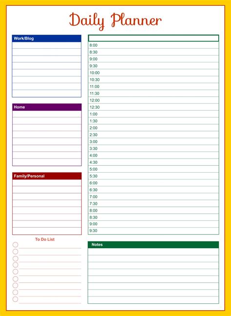 Printable Daily Planner Templates Free In Wordexcelpdf Free