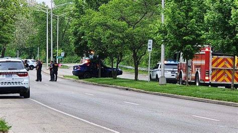 Photos Car Damaged After Hitting Tree In Dayton Officers Medics On