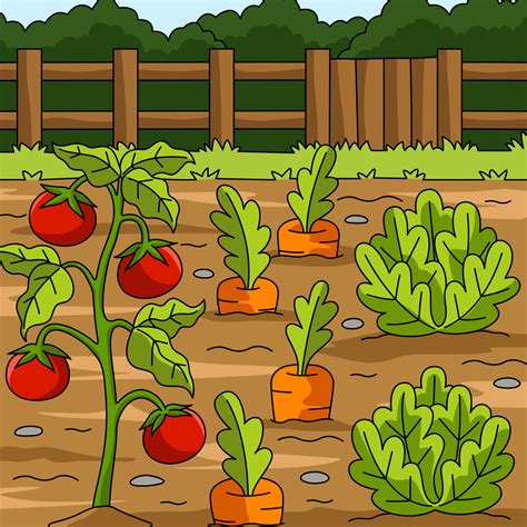 Vegetables Field Colored Cartoon Illustration 7528065 Vector Art At