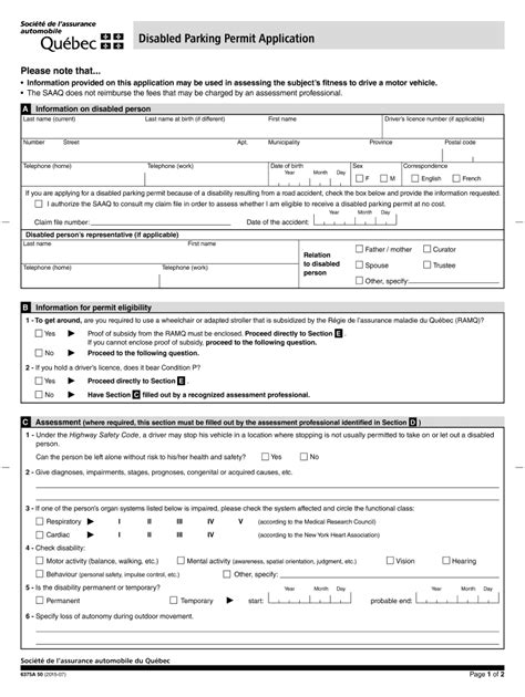 Application For Accessible Parking Permit Fill Out And Sign Printable