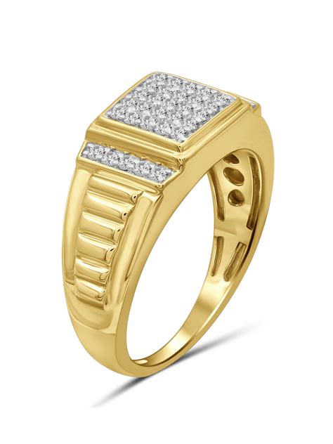 12 Carat Tw White Diamond 10k Yellow Gold Mens Ring
