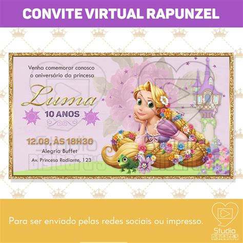 Convite Digital Rapunzel No Elo7 Studio Digitarts Convites E