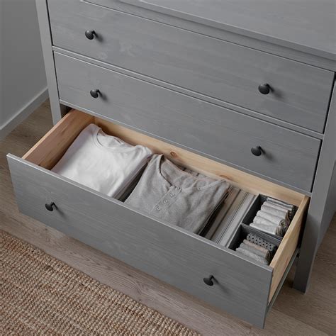 Hemnes Commode 3 Tiroirs Gris Teinté 108x96 Cm Ikea