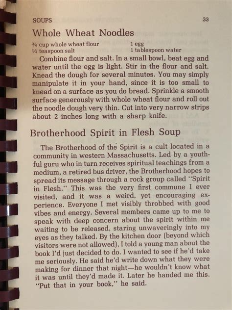 “brotherhood Spirit In Flesh Soup” From The Country Commune Cookbook