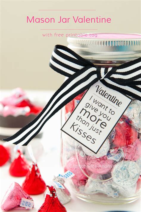 Scroll to see more images. Mason Jar Valentine with Free Printable | Easy diy gifts ...
