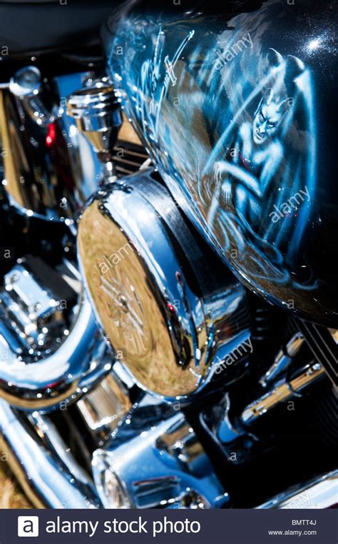 Custom Harley Davidson Motorrad Bei Einer Motorrad Show In England