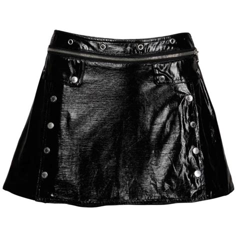 Dandg Dolce Gabbana Black Wet Look Patent Leather Vinyl Grommets Micro Mini Skirt At 1stdibs