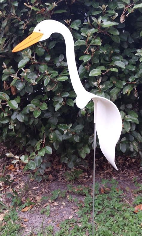 1 Large Egret Bobbing Bird Dancing Balancing Kinetic Whirligig Wind