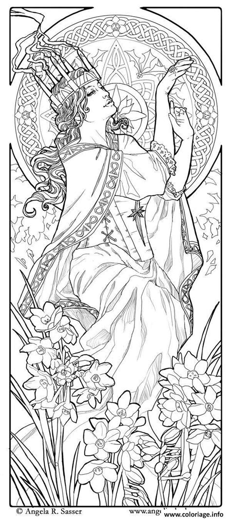 Coloriage Femme Style Art Nouveau