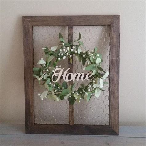 Chicken Wire Frame With Wreathrustic Wall Decorfarmhouse Etsy