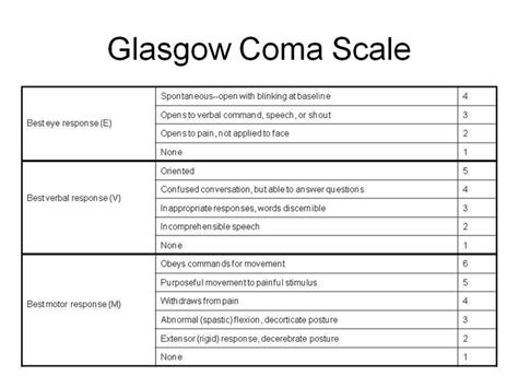 Printable Glasgow Coma Scale Customize And Print