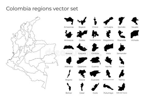 Contorno Del Mapa Del Espacio En Blanco De Colombia Divisiones