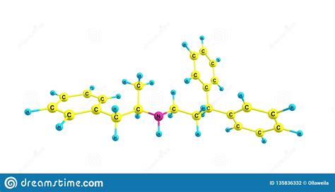 Estructura Molecular De Prenylamine Aislada En Blanco Stock De Ilustración Ilustración De