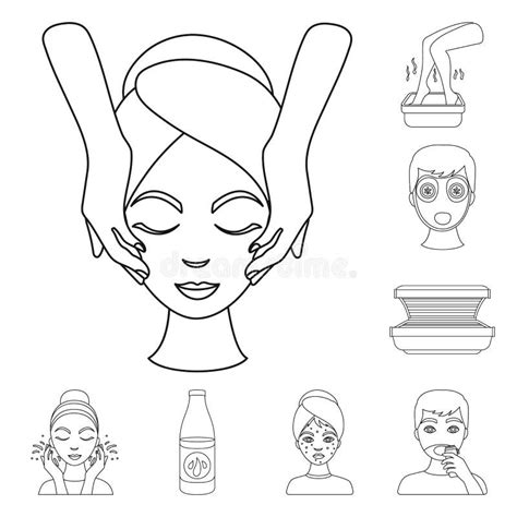 Skin Care Outline Icons In Set Collection For Design Face And Body