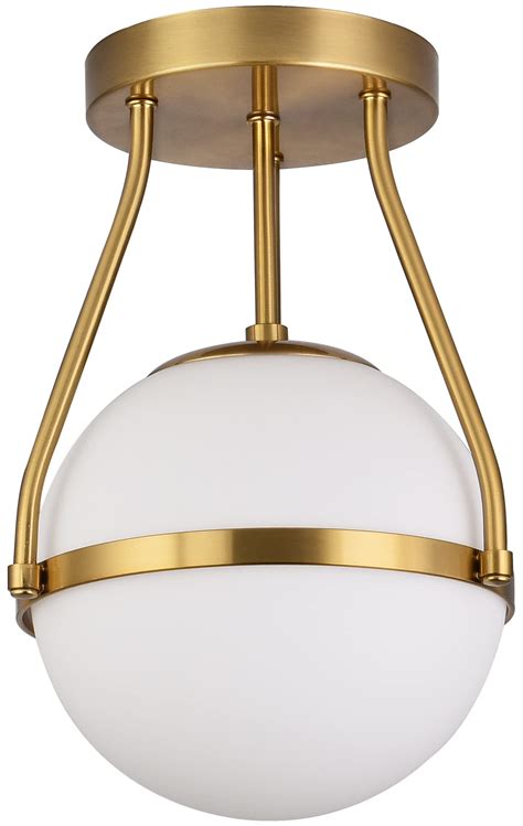 Mid Century Modern Globe Semi Flush Mount Ceiling Light Fixture Gold