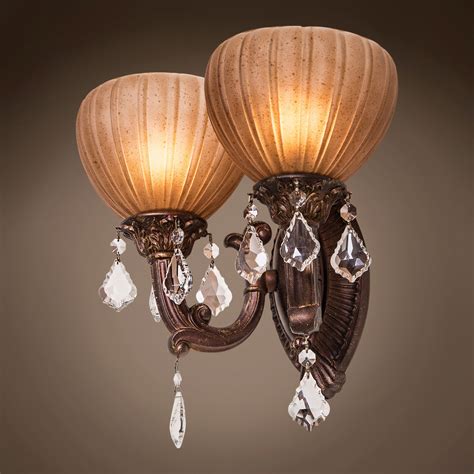 Enjoy free shipping on most stuff, even big stuff. Joshua Marshal Monaco Crystal Wall Sconce In Aged Bronze 2 ...