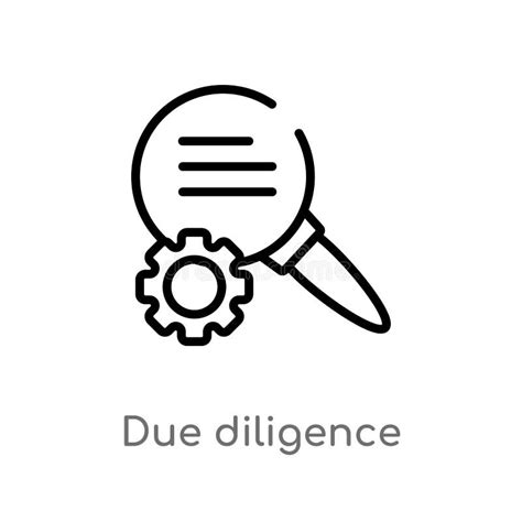 Outline Due Diligence Vector Icon Isolated Black Simple Line Element