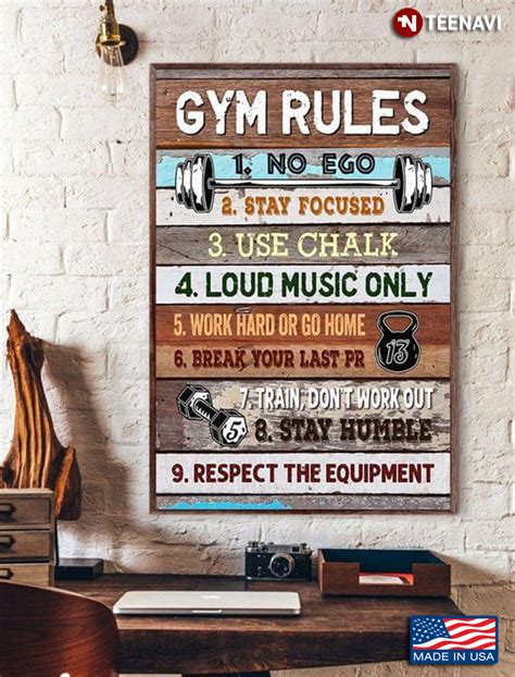 Vintage Gym Rules Poster Canvas Fasabee