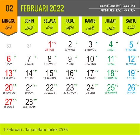 Kalender 2022 Jawa Lengkap