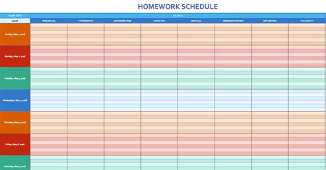 Schedule Template For Excel