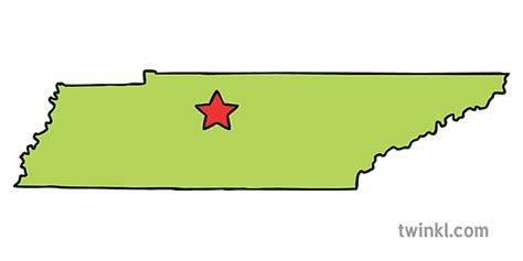 Tennessee Outline Usa State Map Nashville Capital Ks1 Illustration Twinkl