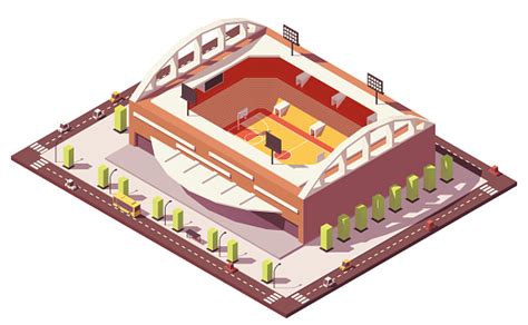 Stade De Basketball Vecteur Isométrique Low Poly Vecteurs Libres De