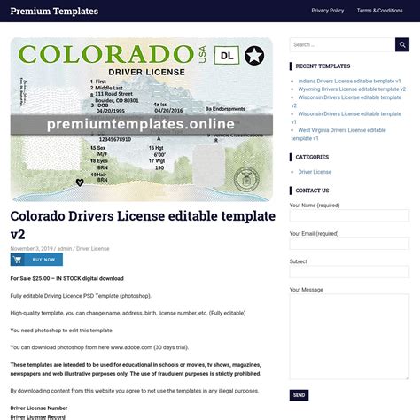 Colorado Drivers License Editable Template V2 — Arena